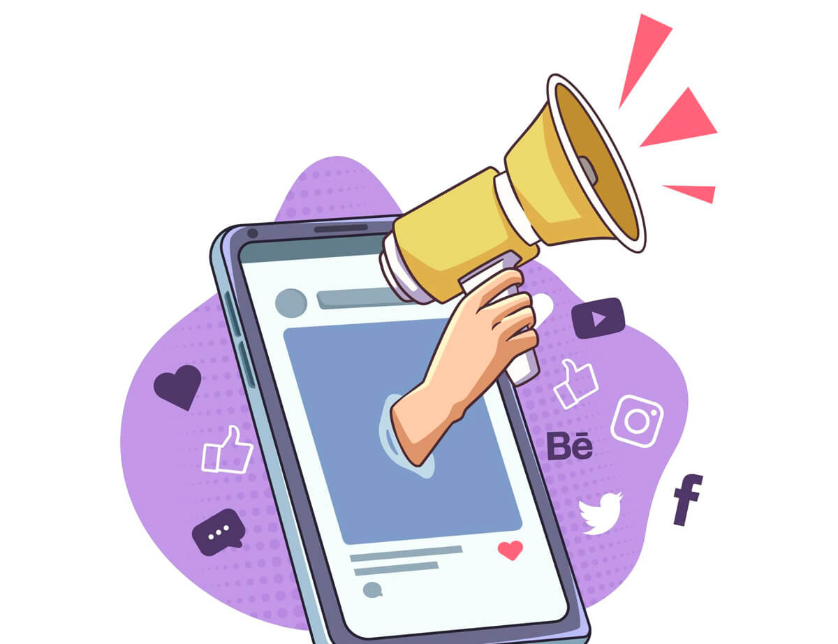 Megaphone and Mobile Social Media Interface representation